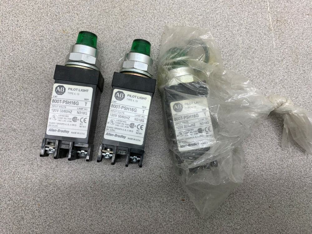 LOT OF 3 NEW NO BOX ALLEN BRADLEY PILOT LIGHT  800T-PSH16G 