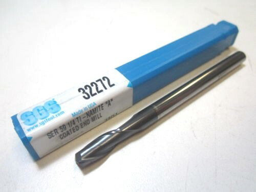 SGS (32272) 1/4" Carbide 2 FL CC End Mill USA 1/4 x 1/4 x 5/8 x 3-1/2 