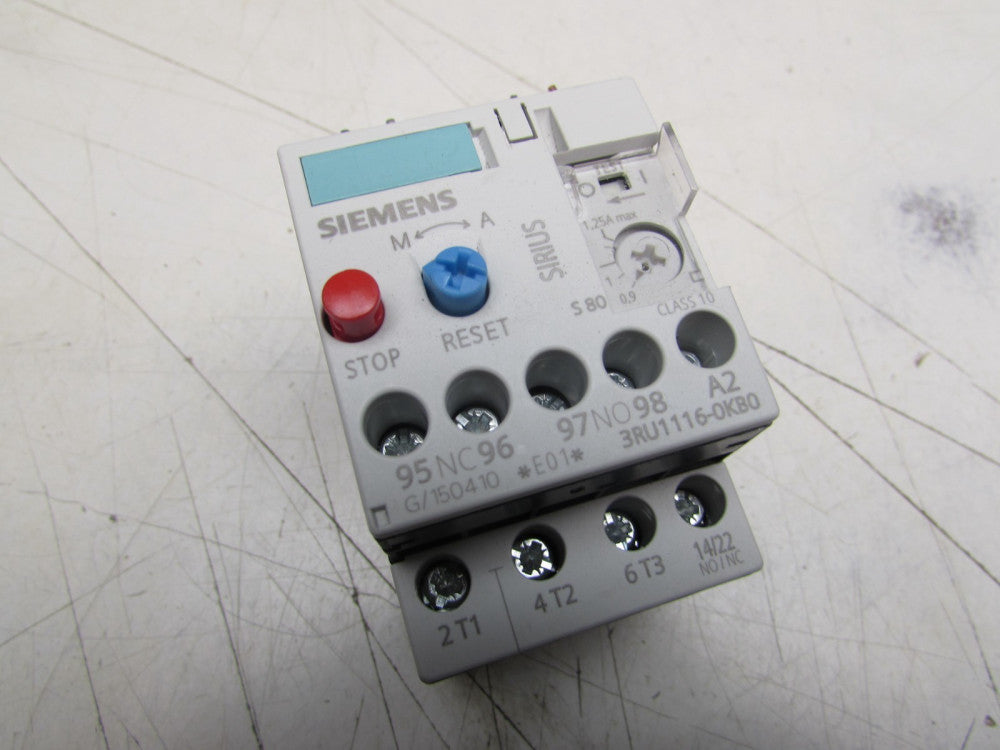 SIEMENS SIRIUS OVERLOAD RELAY 3RU1116-0KB0 .9-0.25A 600VAC XLNT CONDITION M/O!!