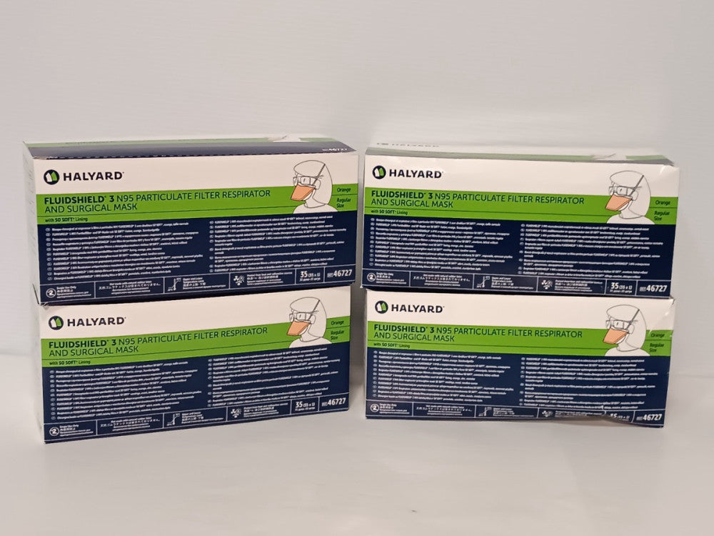 140 Halyard Fluidshield-3 46727 N95 Particulate Filter Respirator/Surgical Masks