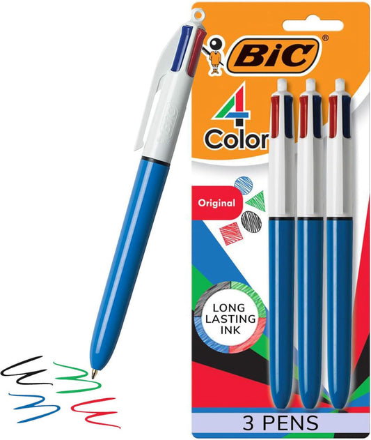 4-Color Original Retractable Ballpoint Pen with 1.0 Mm Medium Point, 3-Count in 