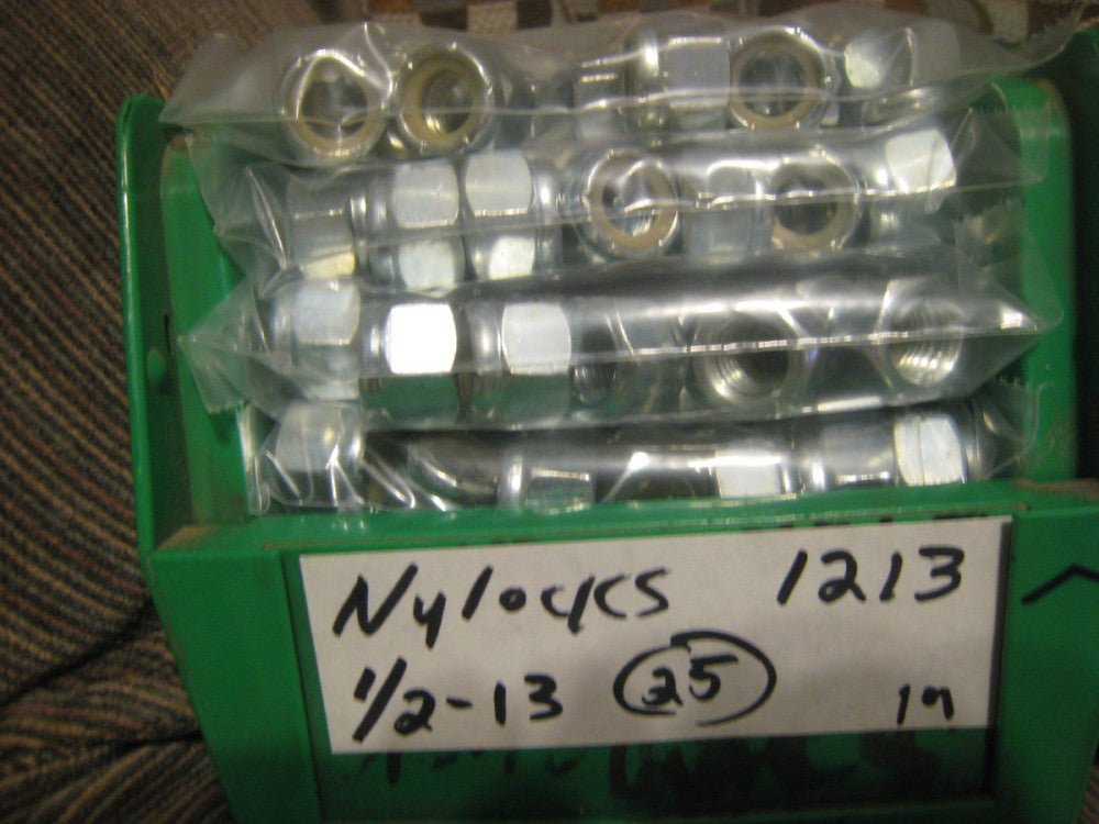 25  Pc Bag  1/2 - 13   Steel Nylon Insert Nylock Locking Nuts over a pound