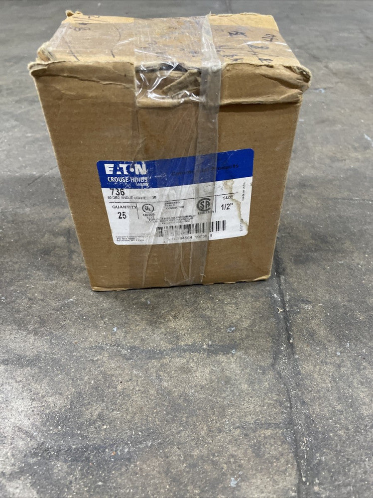 1 BOX Eaton 736 Clamp Type Connector 90° angle Non-Insulated Maleable Iron 1/2''