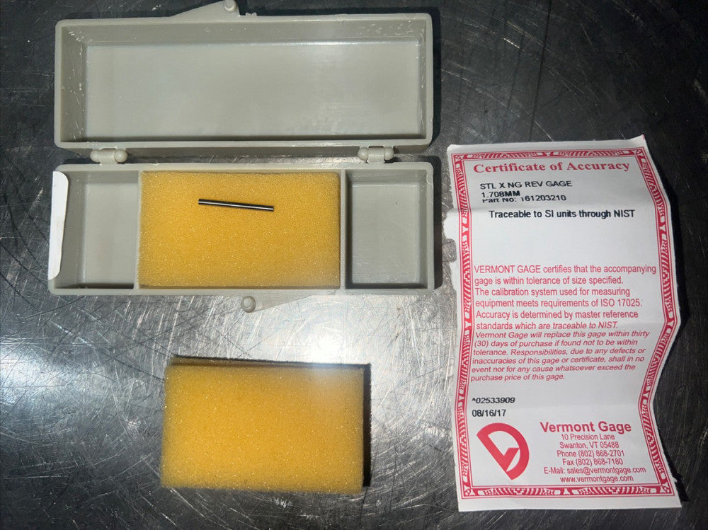 Vermont Gage STL X NG REV GAGE 1.708 MM Nos Surplus