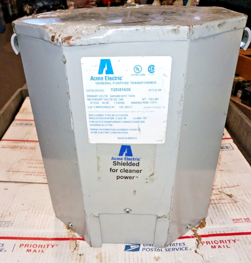NEW ACME T2535163S 10 KVA TRANSFORMER HV 480 LV 240 1PH 60HZ 3R