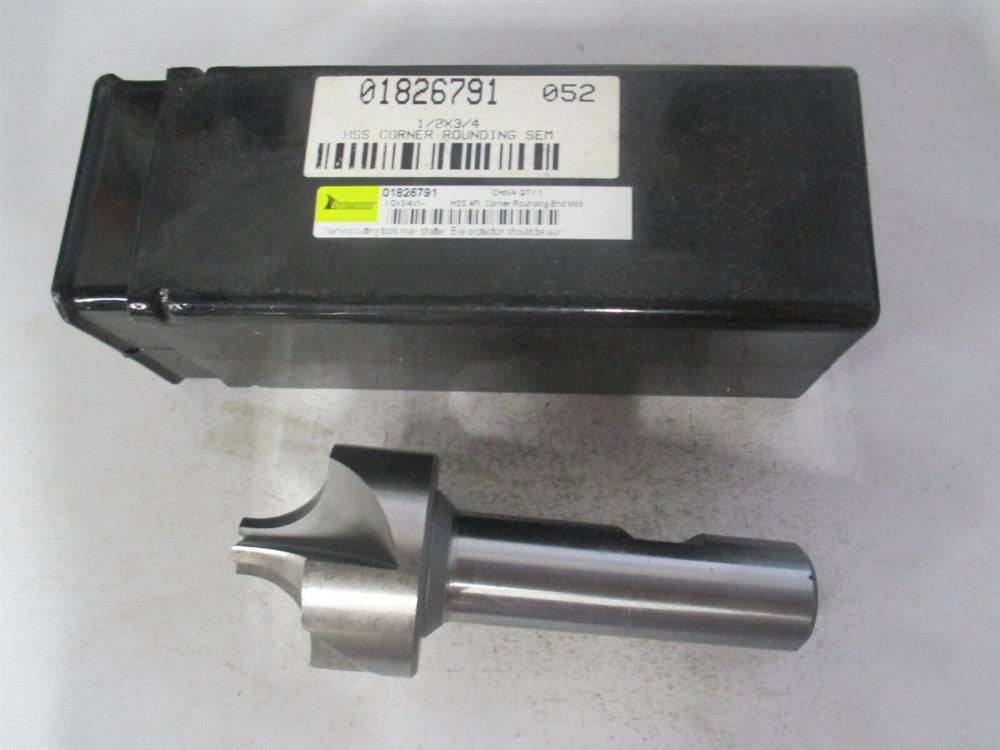 (182-6791) 1/2" x 1-1/2" x 3/4" x 3-7/8" 4 Flute HSS Corner Rounding End Mill 