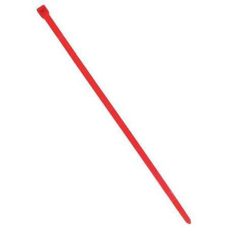 Power First 36J226 Cable Tie, 12 In L, 3-1/4 In Max Bundle Dia., Red, Nylon