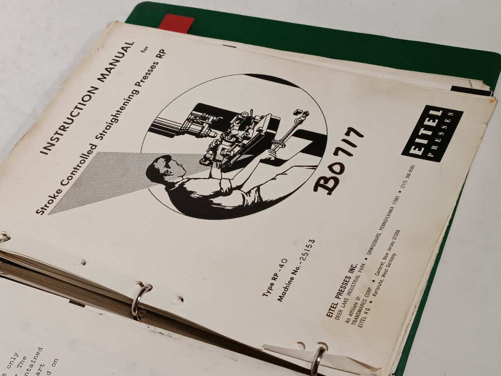 Eitel Presses RP-40 Stroke Controlled Straightening Press Instructional Manual