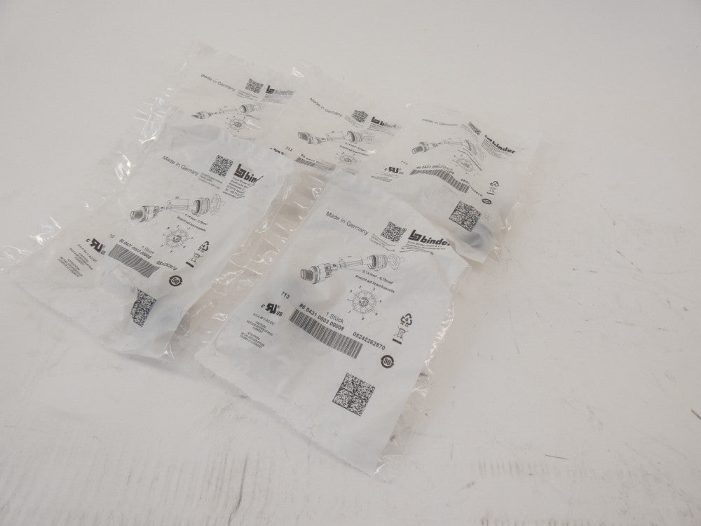 *Lot of 5* Binder 0860431 0003 00008 Panel Mount Connector 60VAC/DC 2A - NEW ...