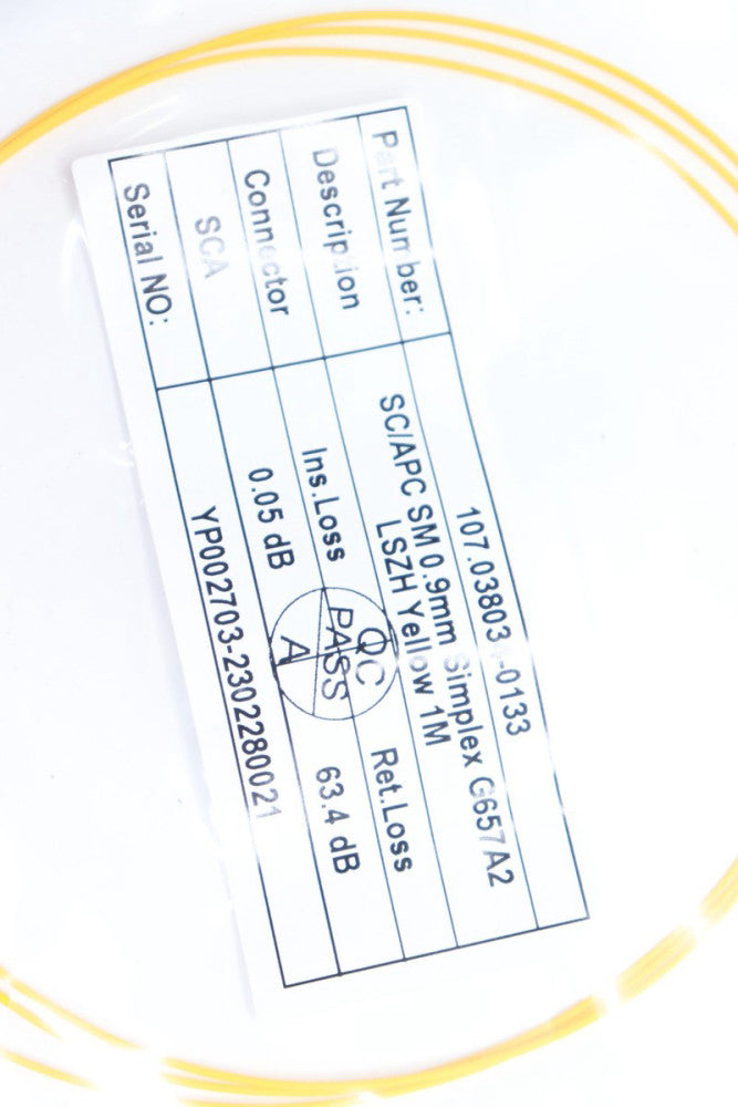 SC/APC SM 0.9mm SImplex G657A2 LSZH Yellow 1M 107.038034-0133