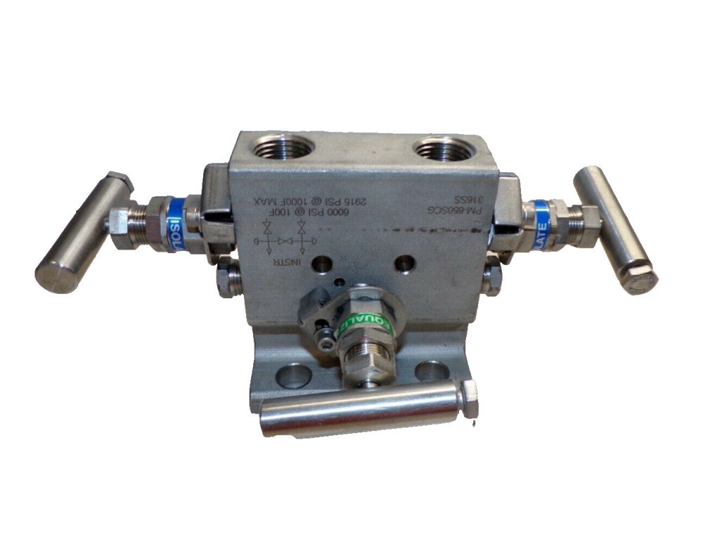 PGI 1/2" NPT 316 STAINLESS STEEL VALVE MANIFOLD 6000 PSI @ 100ºF  PM-650SCG