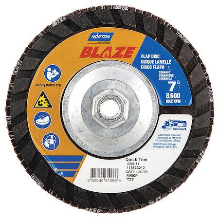 Norton Abrasives 66254461066 Flap Disc,7 In X 40 Grit,5/8-11
