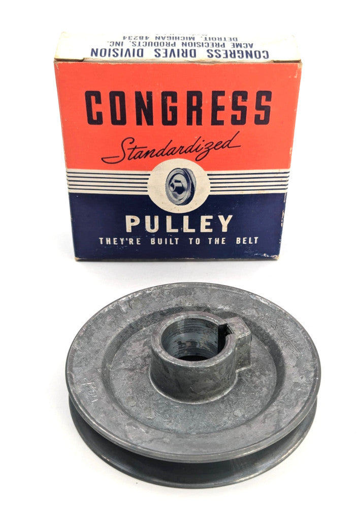 NOS! Vtg. Congress 4.0” OD 1” Fixed Bore Die-Cast V-Belt Pulley, Type A, CA400