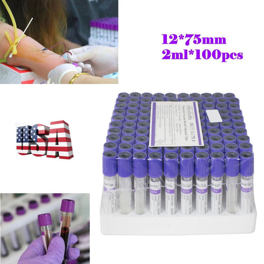 100Pcs EDTA Sterile Glass Vacuum Blood Collection Tubes K2 brand-new