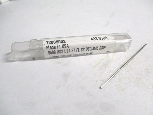 (72005002) 0.05" x 1/2" x 2-1/2" OAL Straight Shank HSS 4-Flute Chucking Reamer 
