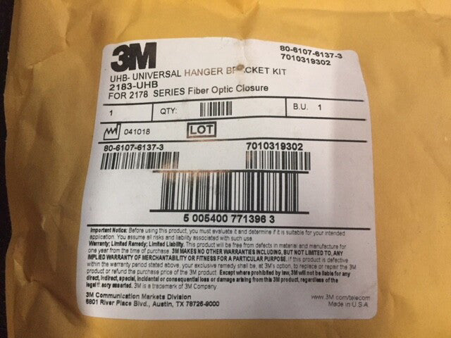 3M™ Universal Hanger Bracket Kit 2183-UHB MFG #80-6107-6137-3 / 7010319302 (NEW)