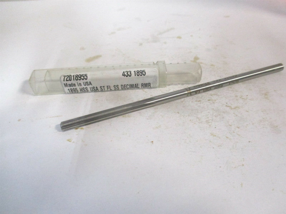 (433-0.1895) 0.1895 x 1-1/8" x 4-1/2" OAL Straight Shank HSS 6Fl Chucking Reamer