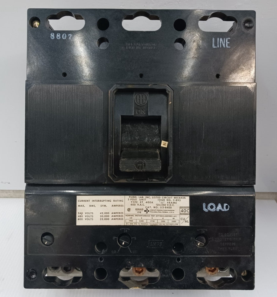Gould ITE 400 Amp Circuit Breaker 3 Pole 600 VAC  JJ3-B400