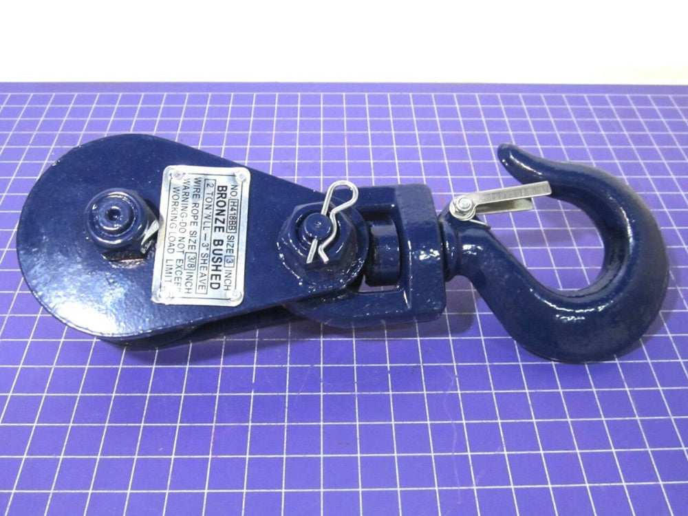 B/A PRODUCTS CO. 6I-2T3 Pulley Block 4,000 lb Load Limit W/ Latched Swivel Hook
