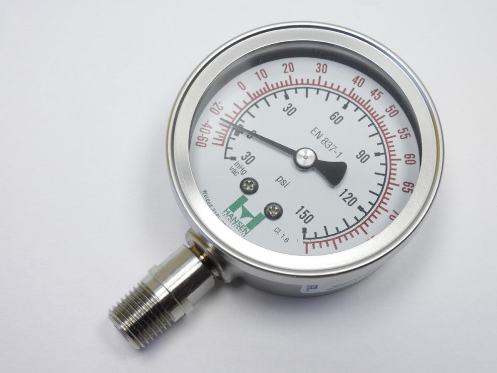 Ashcroft  2-1/2", SS Pressure Gauge 1/4" 30 to 0 to 150 in Hg/psi & -60 to 84 De