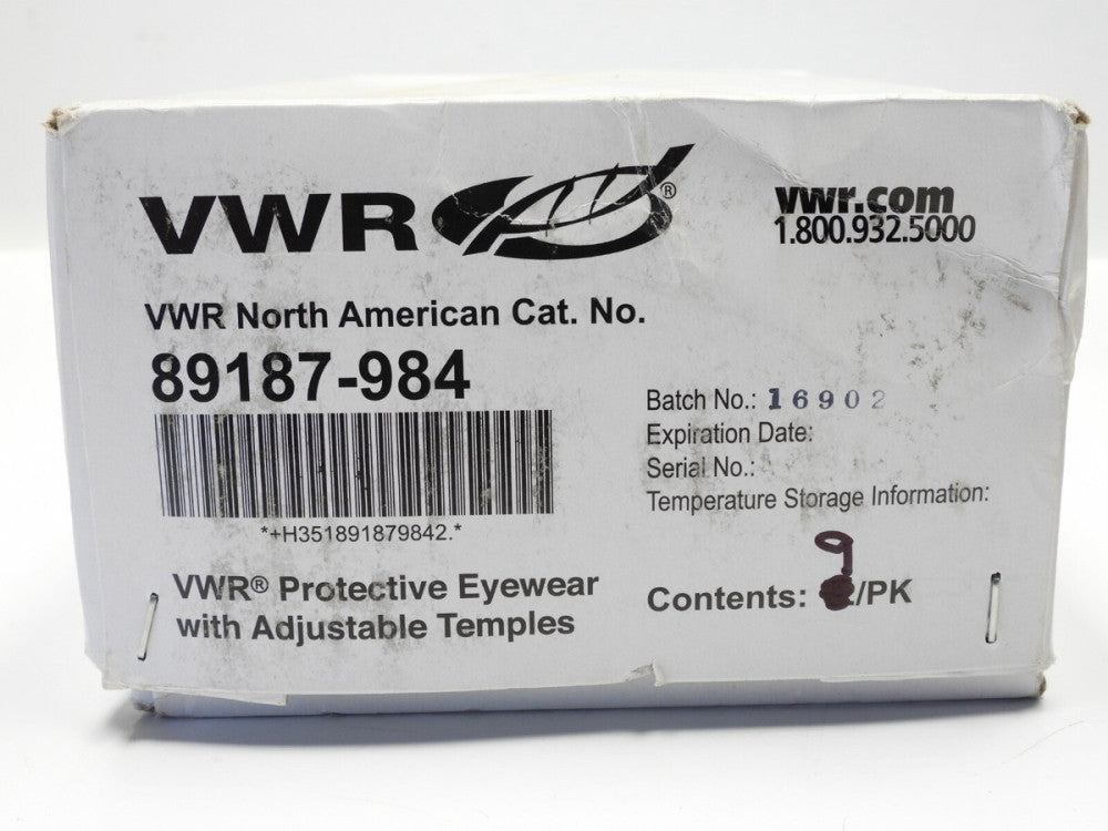 9-Pack VWR 89187-984 Black Protective Eyewear Glasses w/ Adjustable Temples