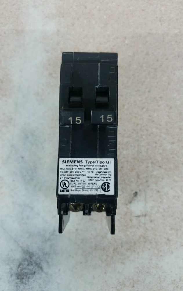 New no Box! Siemens Q1515 2 Pole Tandem 15-15 Amp Circuit Breaker