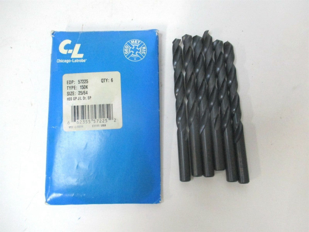 Chicago-Latrobe (57225) 0.3906 x 3.7500 x 5.1250 OAL HSS #150K Drill Bit - Qty 6