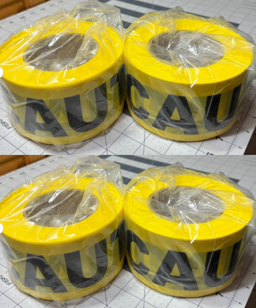 (Lot of 4) C.H. Hanson 3" x 500ft CAUTION Barrier Tape CT25M3500