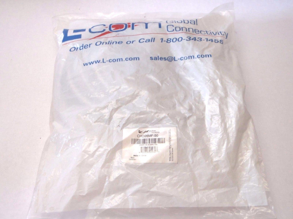 L-Com CHD26MF-50 HD26 Male / Female Deluxe Molded D-Sub Cable