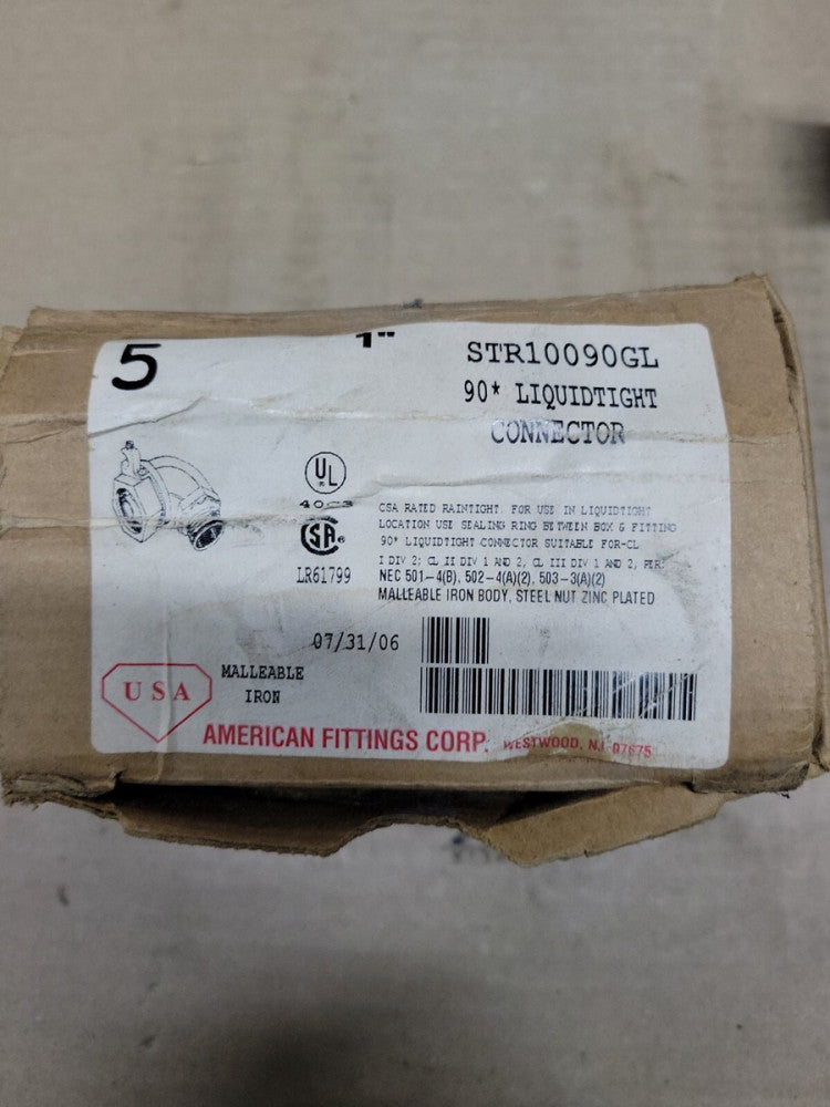 New Old Stock! American Fittings STR10090GL 1" LiquidTight Connector Lot of 5