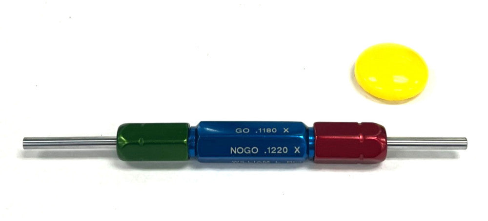 GO NO-GO .1180 & .1220 X PIN PLUG GAGE CLASS X TOLERANCE OAL 4-1/4"