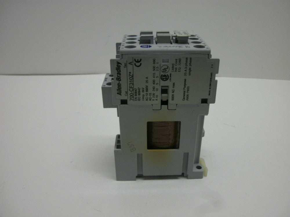 ALLEN BRADLEY 700-CF310Z* SER A GENERAL PURPOSE CONTACTOR AC-12 690V 25A 3 PHAS 