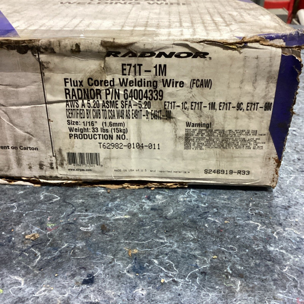 Radnor McKay Speed-Alloy 71A Gas Shielded Flux Core 33#, 1/16"