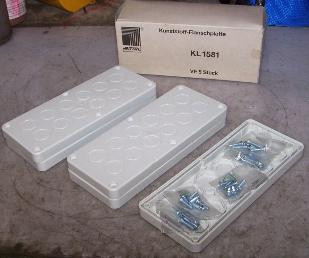 (5) NEW RITTAL PLASTIC CABLE GLAND PLATE W/ PG KNOCKOUTS 220x90mm KL1581