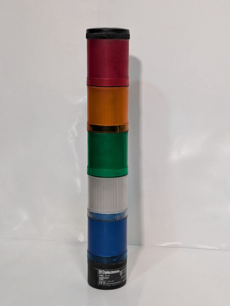 Cutler Hammer E26BL Stack Light Assembly w Red/Orange/Green/White/Blue Lenses