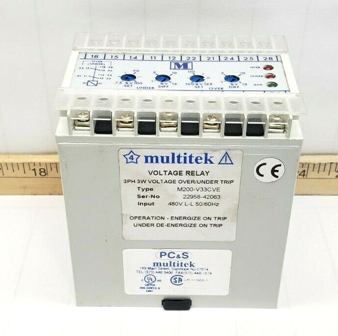 Multitek M200 Voltage Monitoring Relay 480 VAC 50/60 Hz 3 Phase  M200-V33CVE