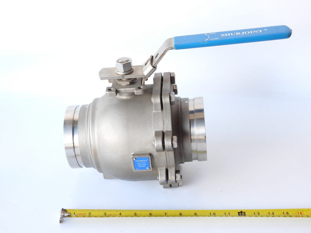 Shurjoint  SJ-600 4" Grooved Stainless Steel Ball Valve CF8M with Lever Handle