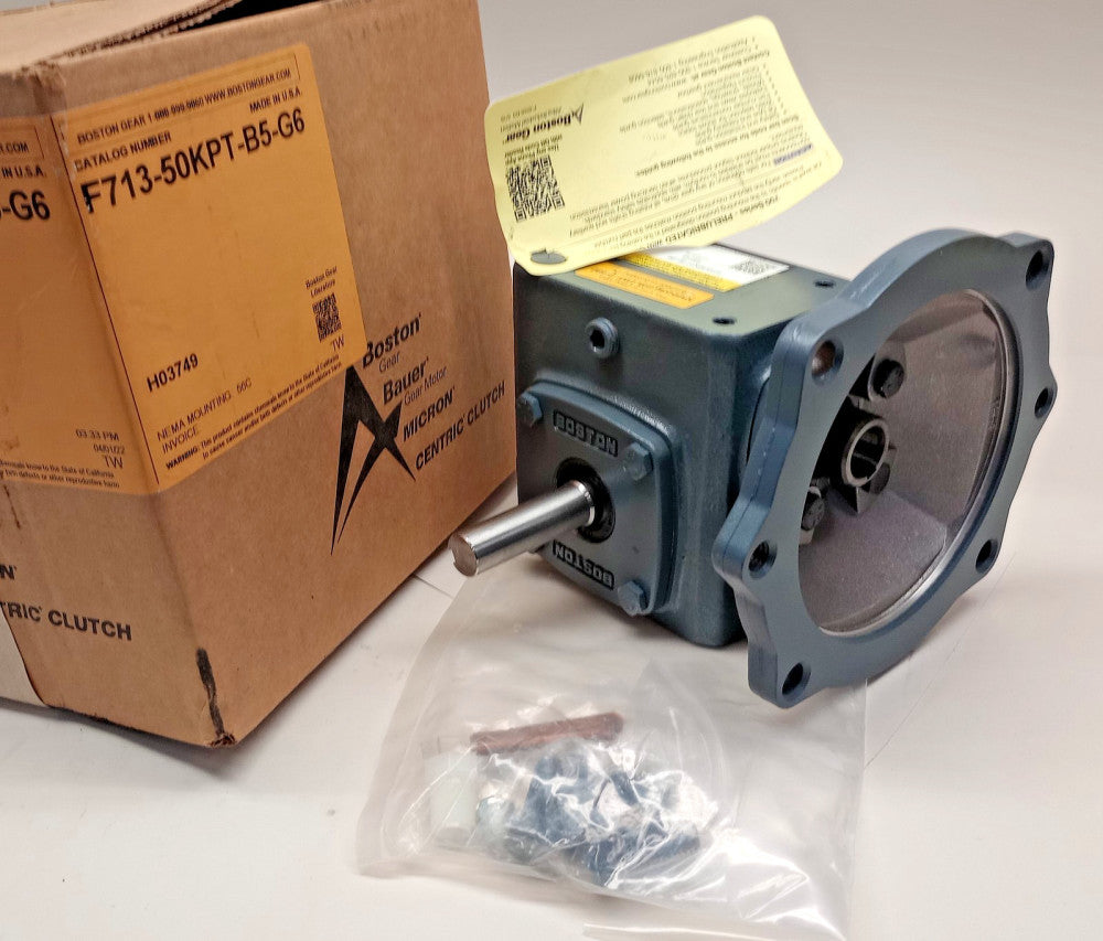 Boston F713-50KPT-B5-G6 Gear Box Reducer 0.25hp 297Lb-In Ratio 50:1