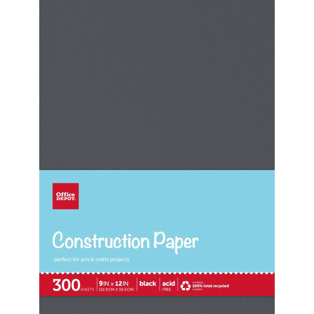 Office Depot® Brand Construction Paper, 9" x 12", 100% Recycled, Black, Pack Of