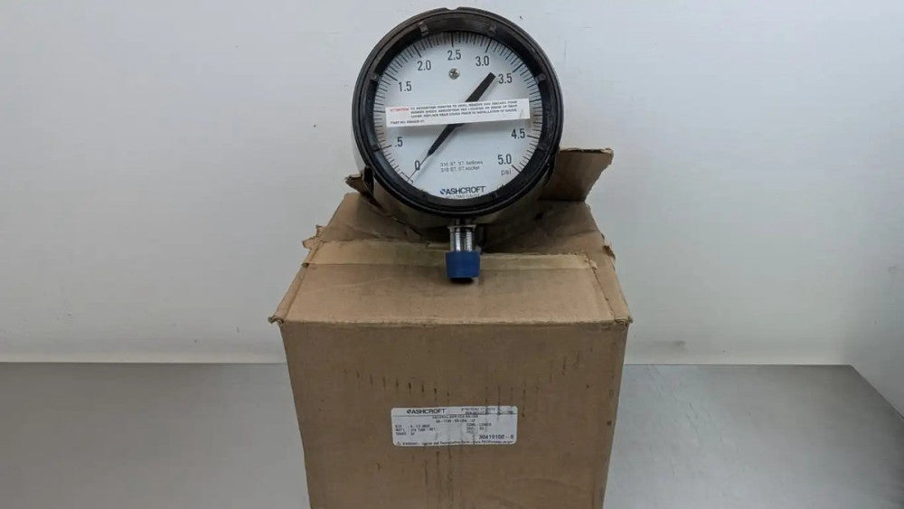 Ashcroft 45-1189-SS-04L-5# Low Pressure Bellows Gauge 5 PSI 4-1/2"