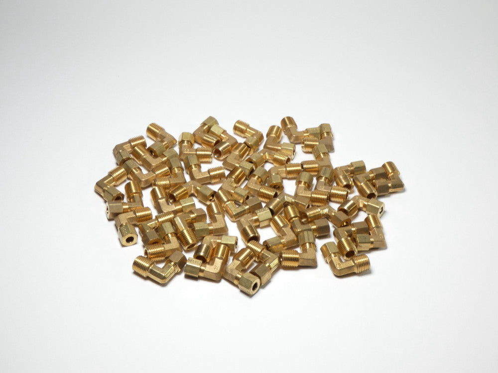 *Lot of 50* Parker 169C-4-4 Compression Brass Fitting 1/4" Tube 90° Male Elbo...