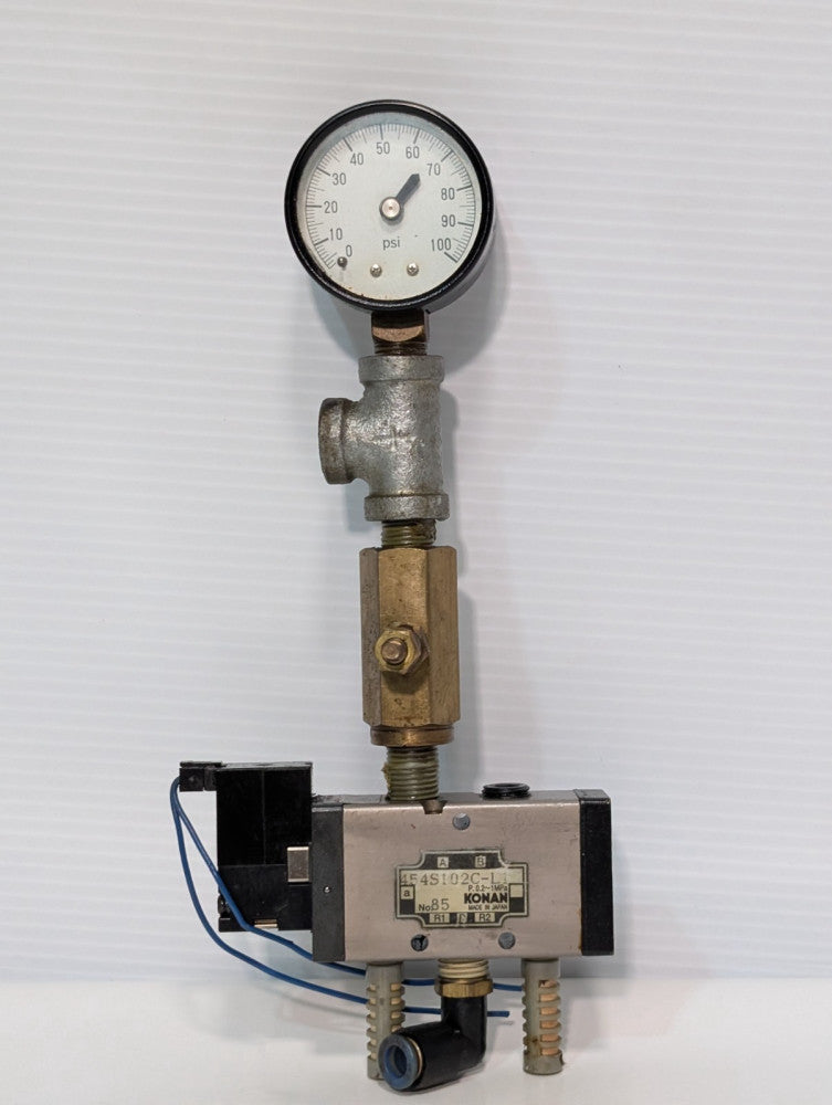 Konan Electric Co. Model #454S102C-L1 Solenoid Valve & 0-100 PSI Gauge, As Shown