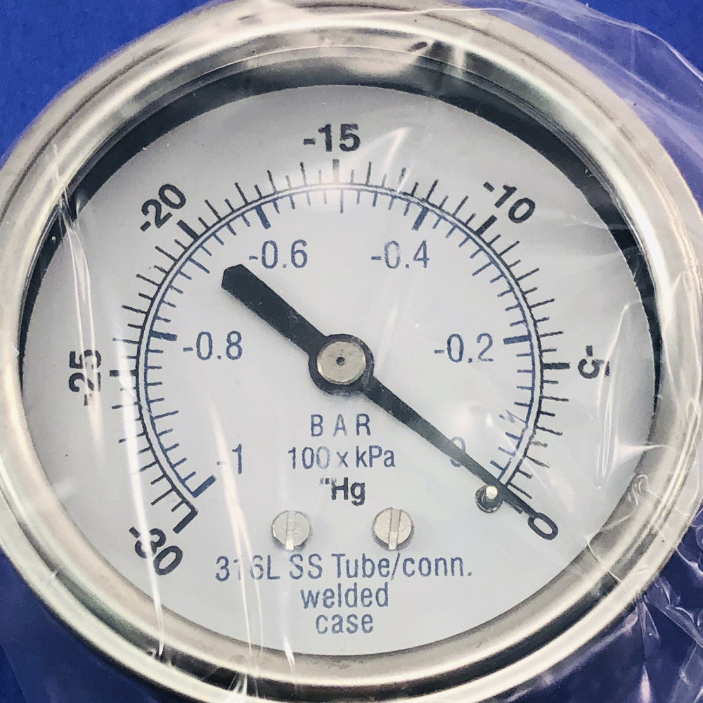 Gauge 301DFW-254A Dry Filled 1/4” Bottom Mount Pressure Gauge 2-1/2” Dia.  *NEW*