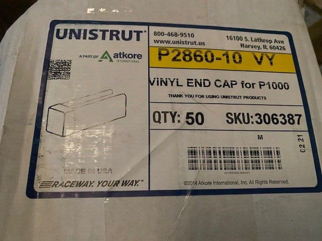 (QTY 50) Plastic Yellow End Caps Unistrut Channel Strut 1-5/8'' #4881Y P2860-10