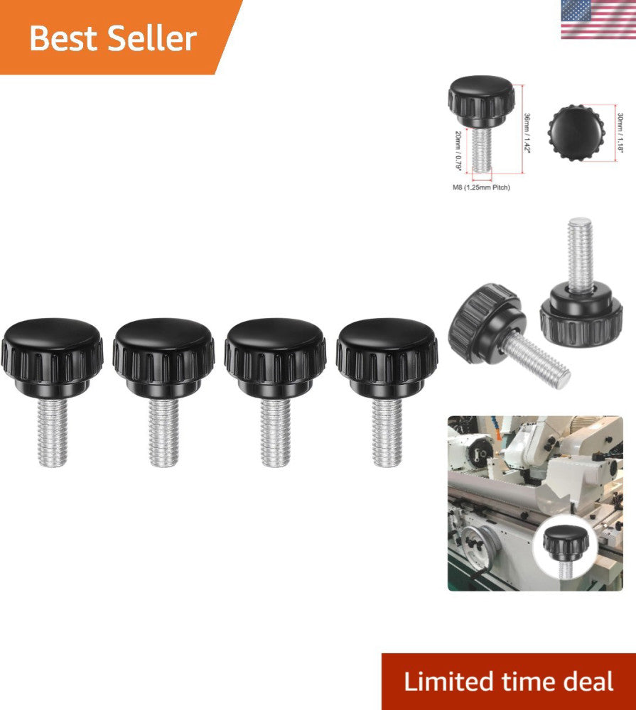 Sturdy Zinc Plated Carbon Steel Knobs 4pcs M8 x 20mm with Thumb Screw Feature