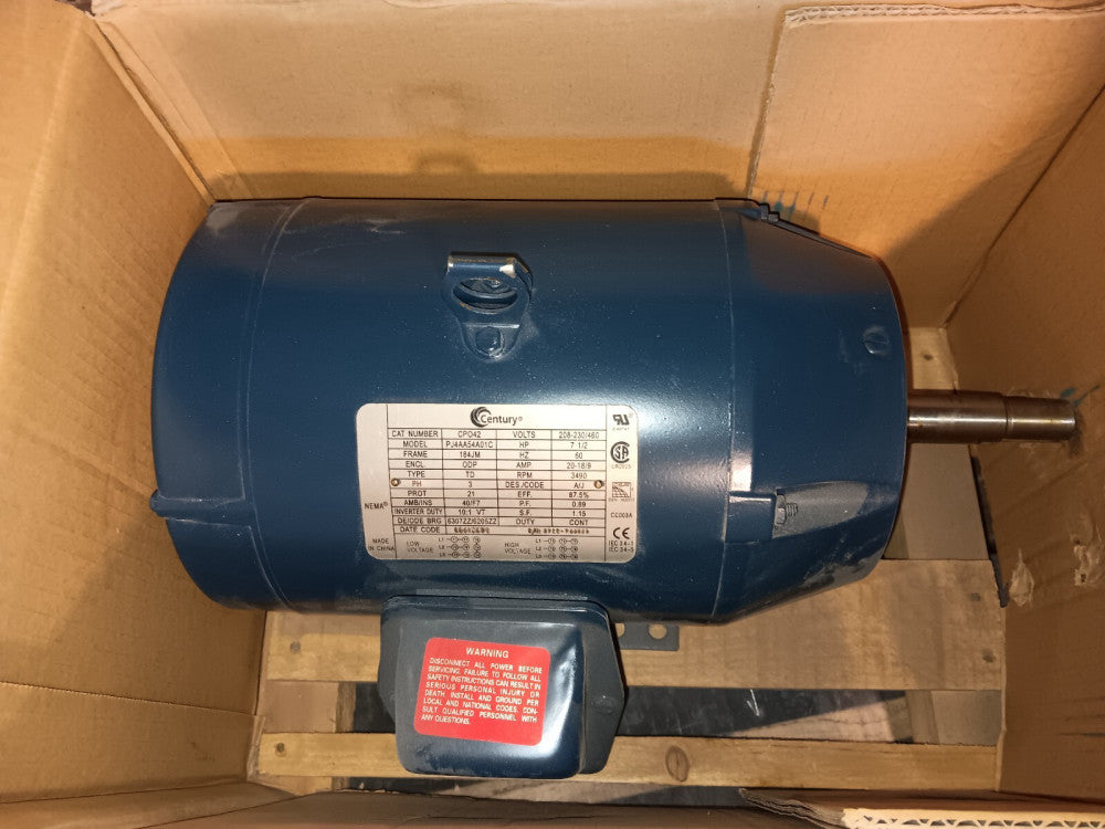 NEW CENTURY CPO42 7.5 HP AC MOTOR 208-230/460 VAC 3Ø 3490 RPM 184JM FRAME ODP