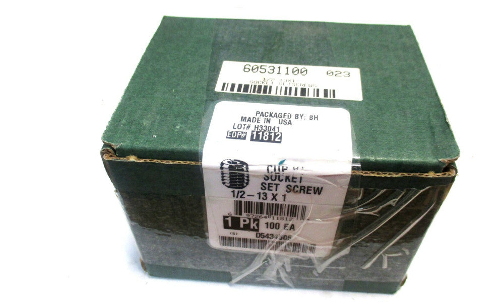 MADE IN USA 1/2-13 UNC 1" OAL 1/4" Hex Cup Point Set Screw - Lot of 100
