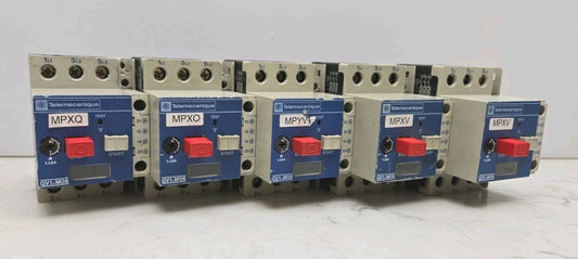5 Pack Telemecanique GV1-M06 Manual Motor Starter 1-1.6 Amp w/ GV1-A01 Contact 