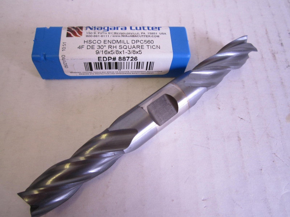 Niagara (88726) 9/16 x 5/8" x 1-3/8" x 5" TiCN 4-Flute Double End Square Endmill