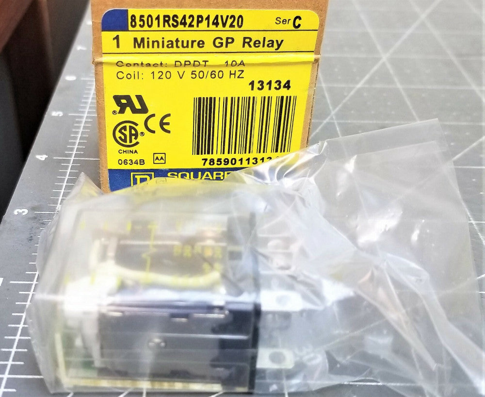Relay, Miniature Plug In 15 A, 2 poles, 120 VAC Coil, Pilot Light Square D [A9B4